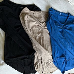 ARQ Women's Bodysuits bundle in Black, Taupe and Blue